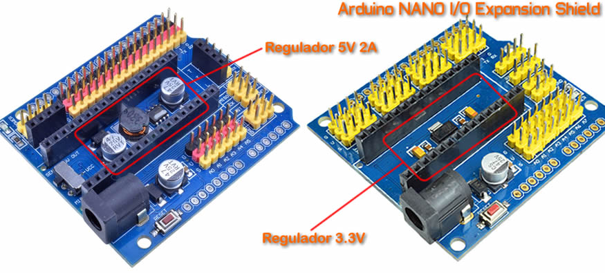 Reguladores de voltaje Arduino Nano IO Shield